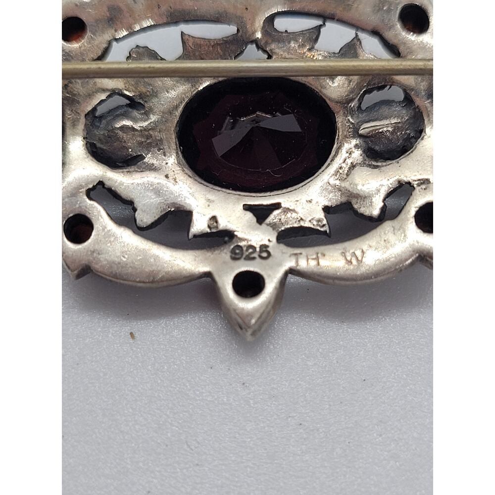 Vintage Sterling Silver Marcasite Pearl Brooch Coquette Art Deco Pin - Picture 12 of 15